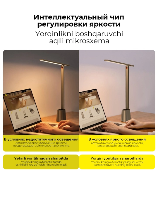 Stol lampasi Baseus Smart Eye Series Folding Desk Lamp White, yoritgich