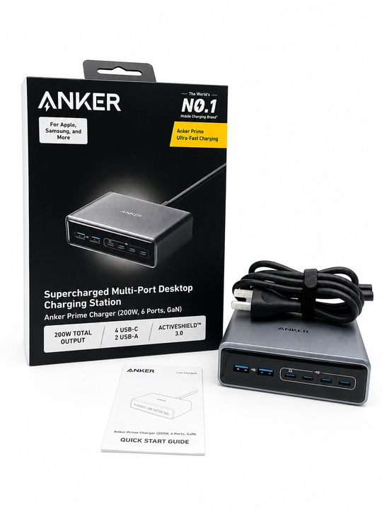 Anker Prime universal zaryadlash qurilmasi 200W 6 port GaNPrime