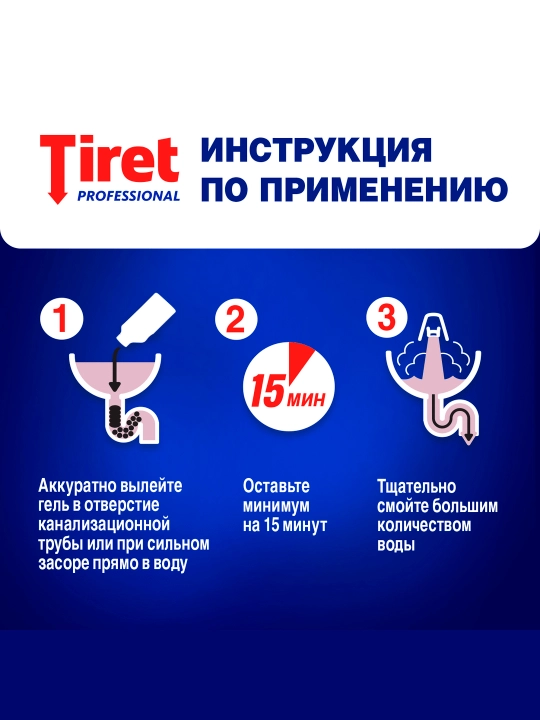Гель для устранения засоров Tiret Professional, 500 мл