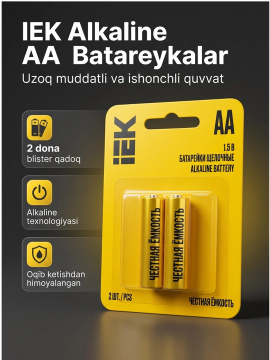 Ishqoriy (Alkaline) batareykalar AA qadoqda 2 dona - 