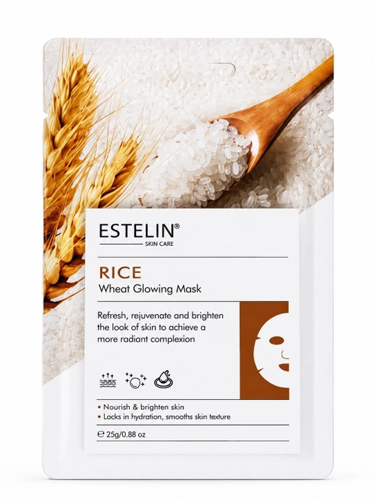 ESTELIN Rice Wheat Glowing Mask — yuz uchun matoli niqob, 25 g - 