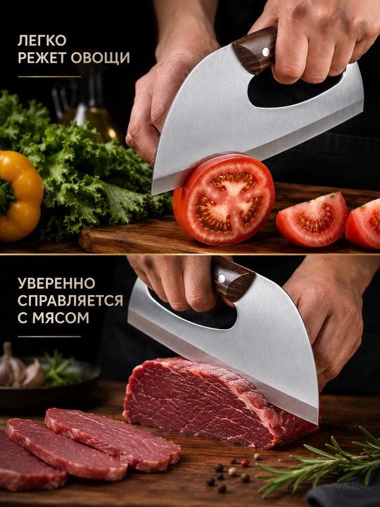 Кухонный нож для мяса SIRONI, топорик-нож из нержавеющей стали с деревянной ручкой
