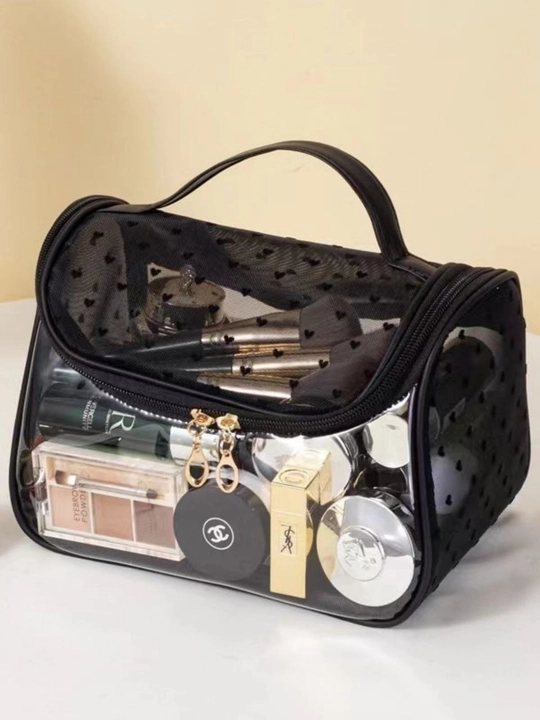 Shaffof kosmetichka - Premium sifat suvga chidamli make-up sumka - Yurak dizayn