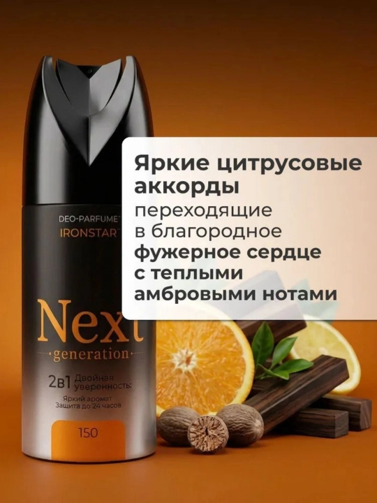 Next Generation erkaklar uchun alyuminiysiz parfyumlangan dezodorant-spreyi, 150 ml