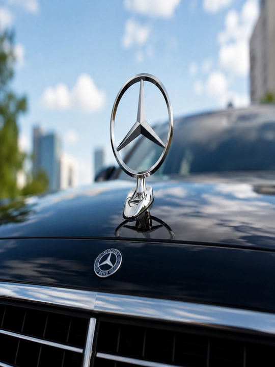 Mercedes kapot belgisi xrom avtomobil emblemasi - 