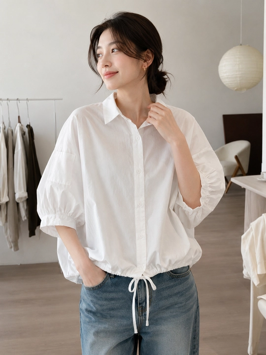 Rubashka ayollar oversize, hajmli yengli erkin rubashka ELLY FASHION - 