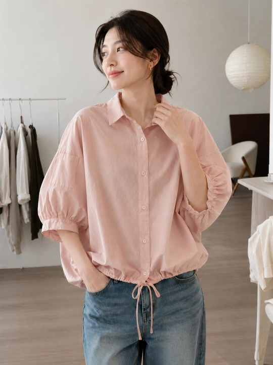 Rubashka ayollar oversize, hajmli yengli erkin rubashka ELLY FASHION