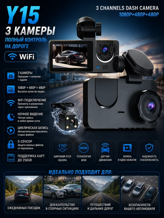 7 xil Mini videoregistratorlar 1080P Full HD, G-Sensor, WDR, avtomobil uchun