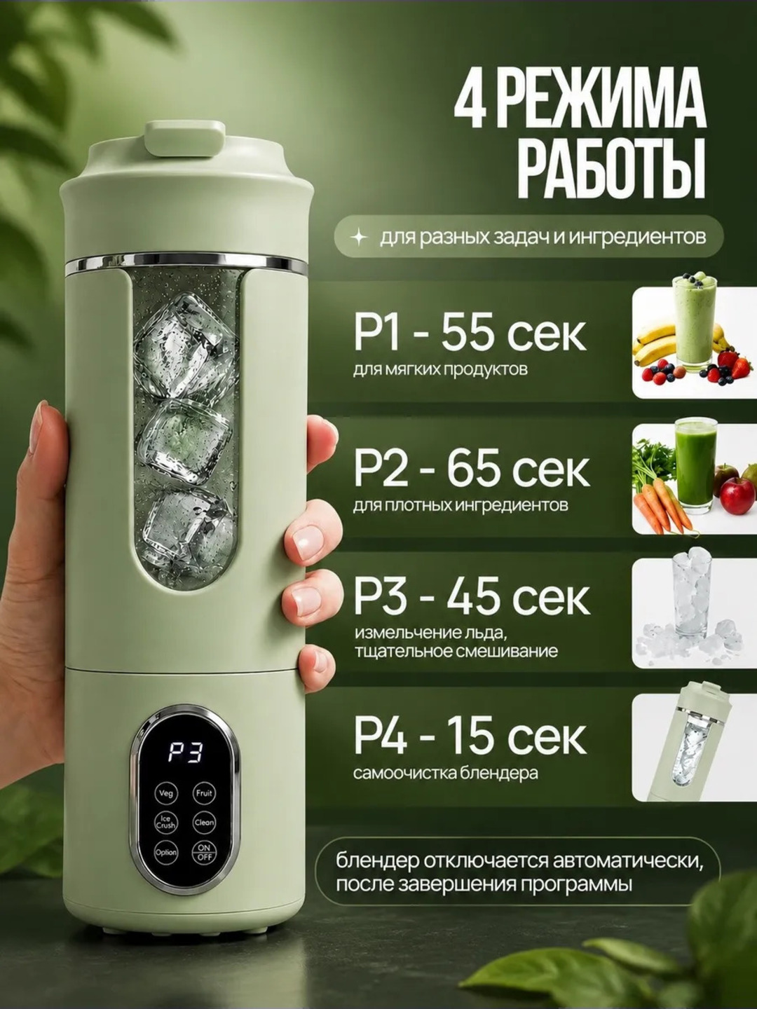 Mini blender kokteyl, smuzi va sok chiqargich 530 ml, simsiz sheyker, portativ blendr
