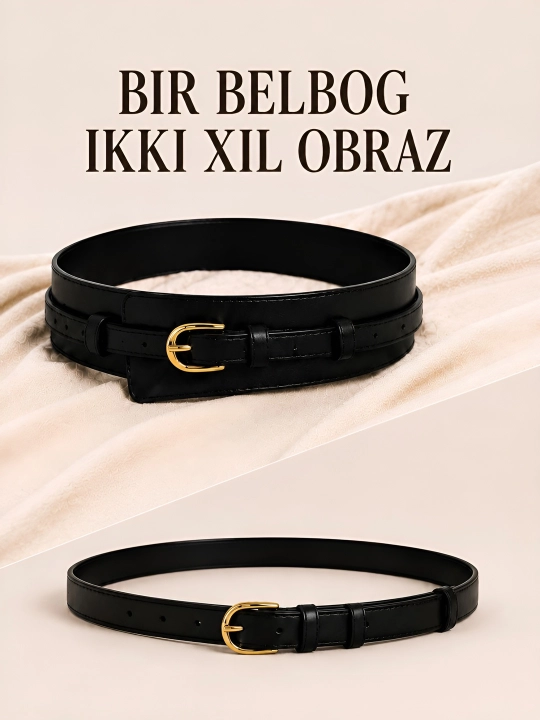 Ayollar belbog'i, kamar, charm qora kamar - 
