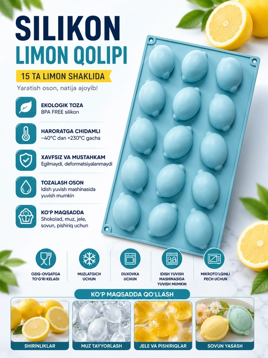 Limon shaklidagi desertlar uchun silikon qolip - 