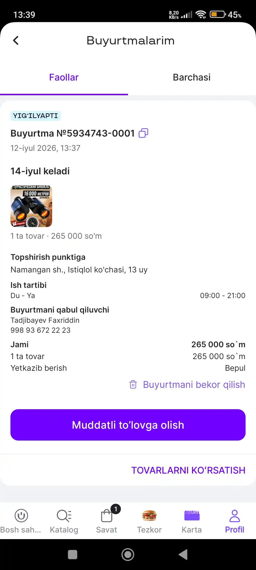 Professional taktik durbin - IP68 himoyasi, suv o‘tkazmaydigan, BAK4 va Porro prizmali