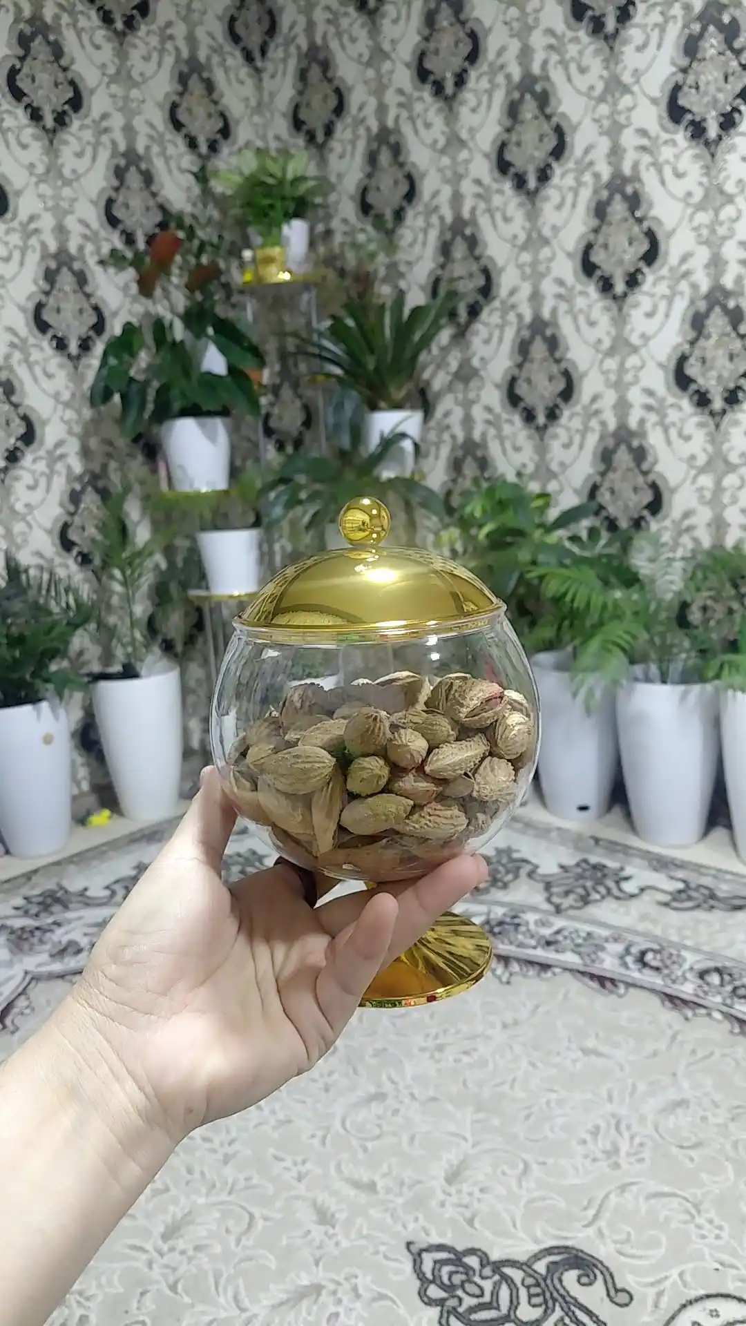 Premium akril konfetnitsa oltin qopqoqli shirinlik idishi 10/12/14 sm