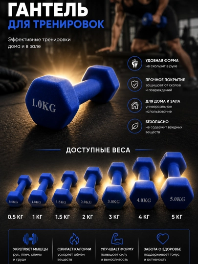 Неопреновая гантель, для фитнеса, спортивная, для домашних тренировок - 
