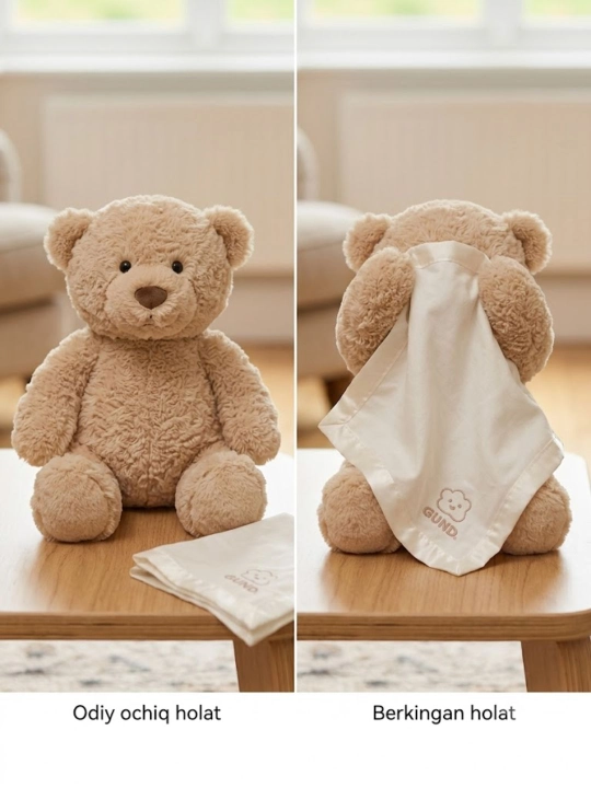 Interaktiv Baba Bear ayiqcha, Peek-a-Boo o‘yini, ovozli, 0–3 yosh