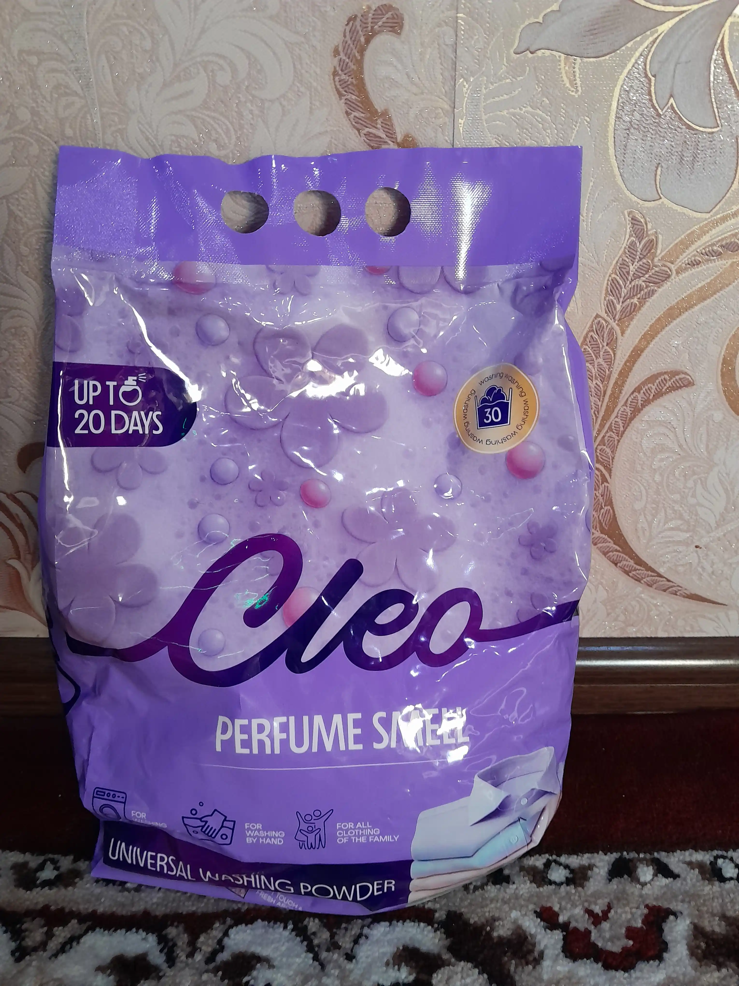 Kir yuvish kukuni CLEO, 1,5-3 kg, konsentrat, 60 martagacha yuvish uchun universal