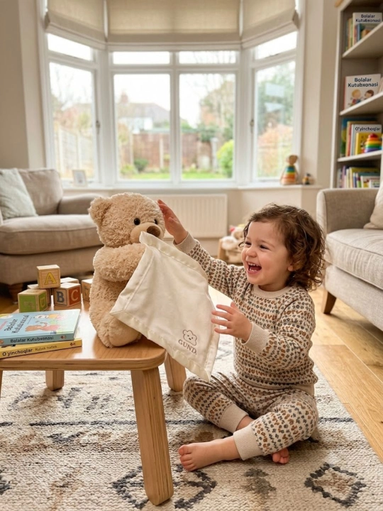 Interaktiv Baba Bear ayiqcha, Peek-a-Boo o‘yini, ovozli, 0–3 yosh - 