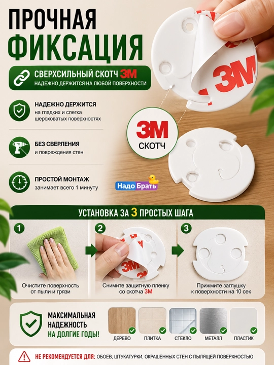 Заглушки для розеток от детей с автоматической блокировкой, 6 шт, универсальные