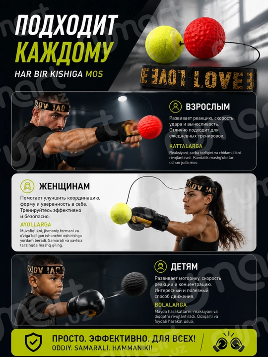 Fightball boks to‘pi rezinali trenajyor reaksiya tezlik va koordinatsiya uchun