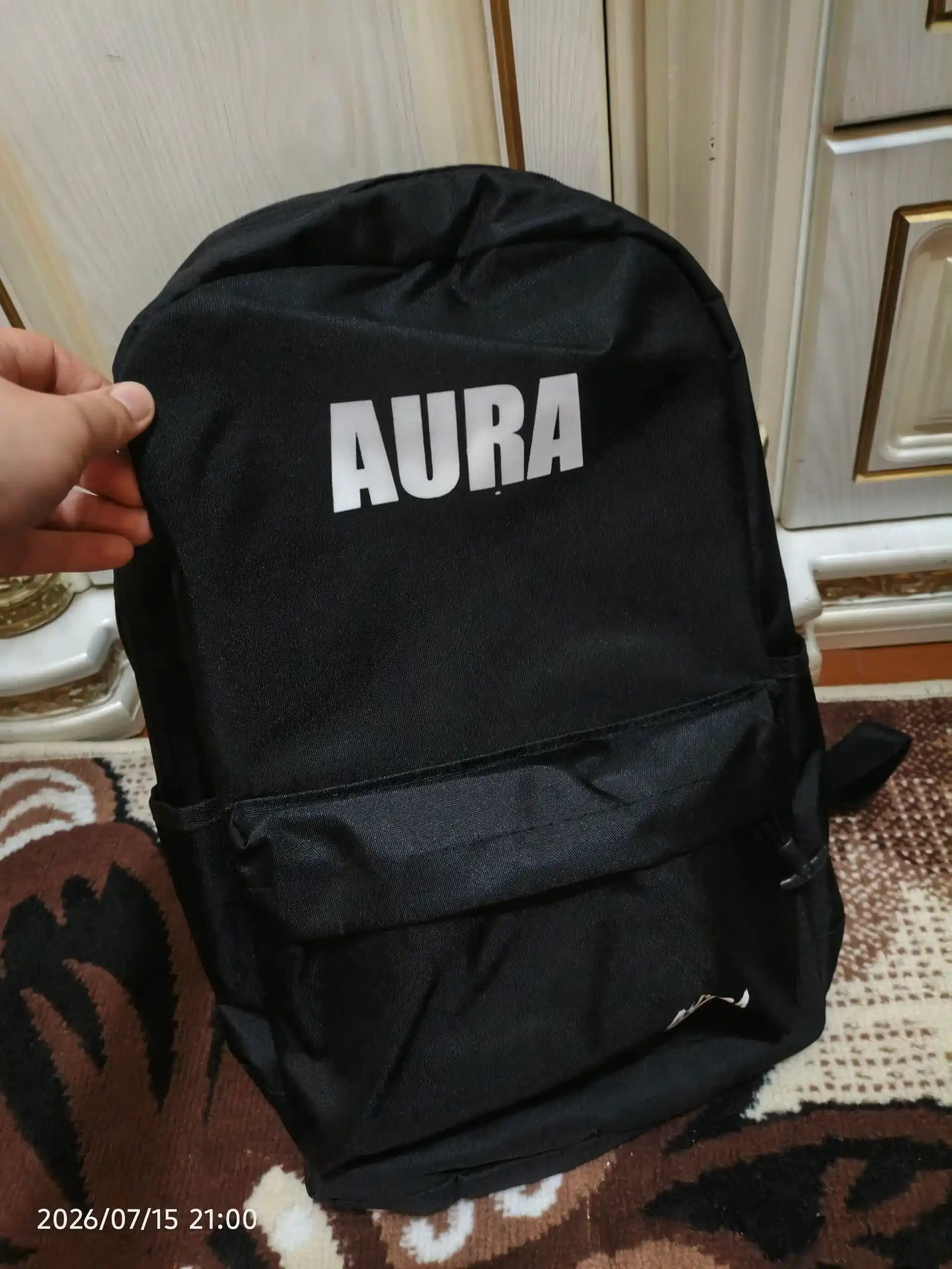 Городской рюкзак с надписью AURA, вместительный, для повседневного использования