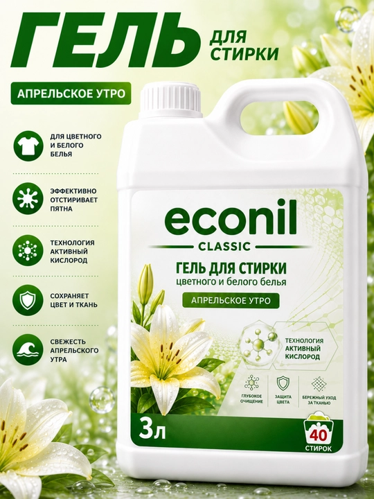 Econil kir yuvish geli 3 l, suyuq kir yuvish kukuni - 