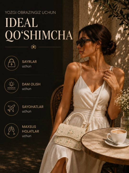 Sumka ayollar uchun, kross-bodi, mini, yelkama sumka, somondan, to‘qilgan