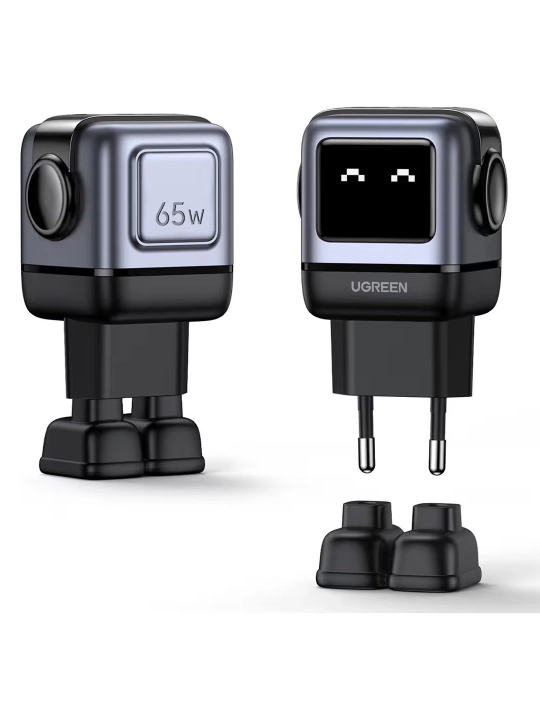 UGREEN UNO CD361 (25685B) 65W GaN zaryadlovchi qurilmasi, 3 ta port (2×USB-C + USB-A)