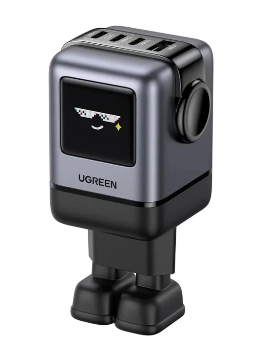Зарядное устройство UGREEN UNO X688 (45515B) 100W GaN, 3×USB-C + USB-A, Robot LED, EU - 