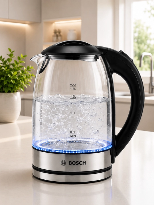 BOSCH Elektr choynak 2L — LED yoritgichli, 2000W quvvatli,tez qaynatuvchi, Germaniya sifat