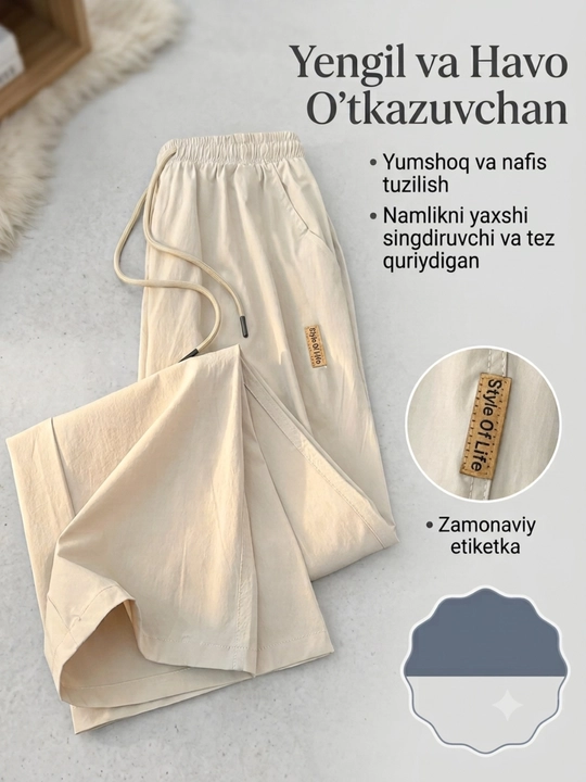 Ayollar shimi, yozgi shim, keng shim, qizlar shimi, yengil shim - 