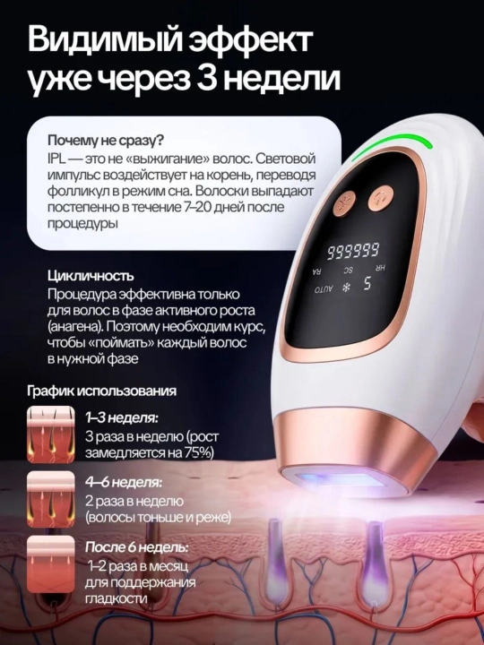 Babyverse Professional fotoepilyator, yuz va tana uchun, sovutish effektiga ega