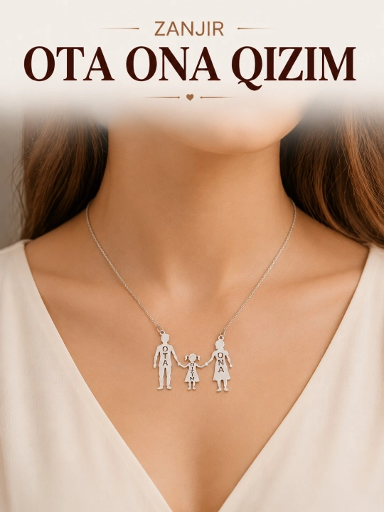 Oilaviy kulonli zanjir, Ona-qiz va ota-ona-qiz kuloni, Zanglamaydigan po'lat - 