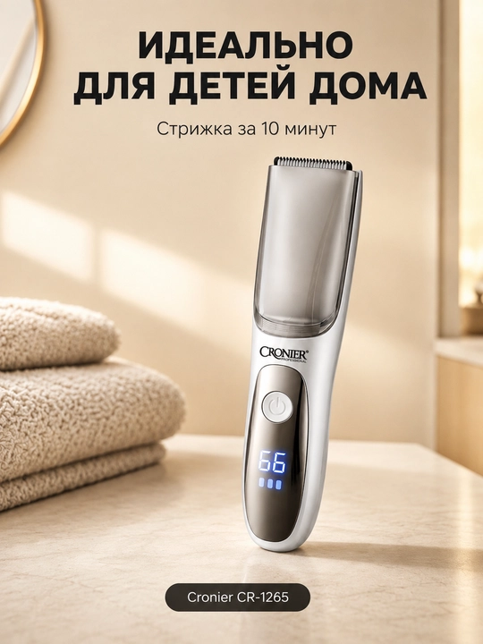 Детская машинка для стрижки Cronier CR-1265, керамическое лезвие, USB зарядка