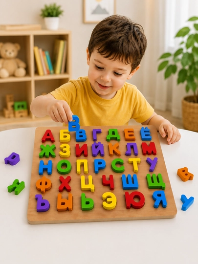 Деревянный пазл алфавит и цифры для детей, развивающая игрушка 3+