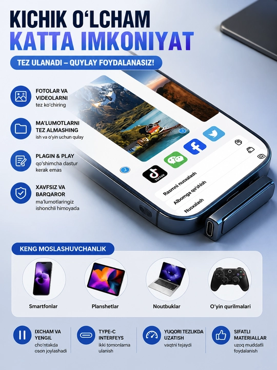 Type-C / USB → Type-C 240W telefon quvvatlash kabeli, buklanadigan telefon tagligi bilan