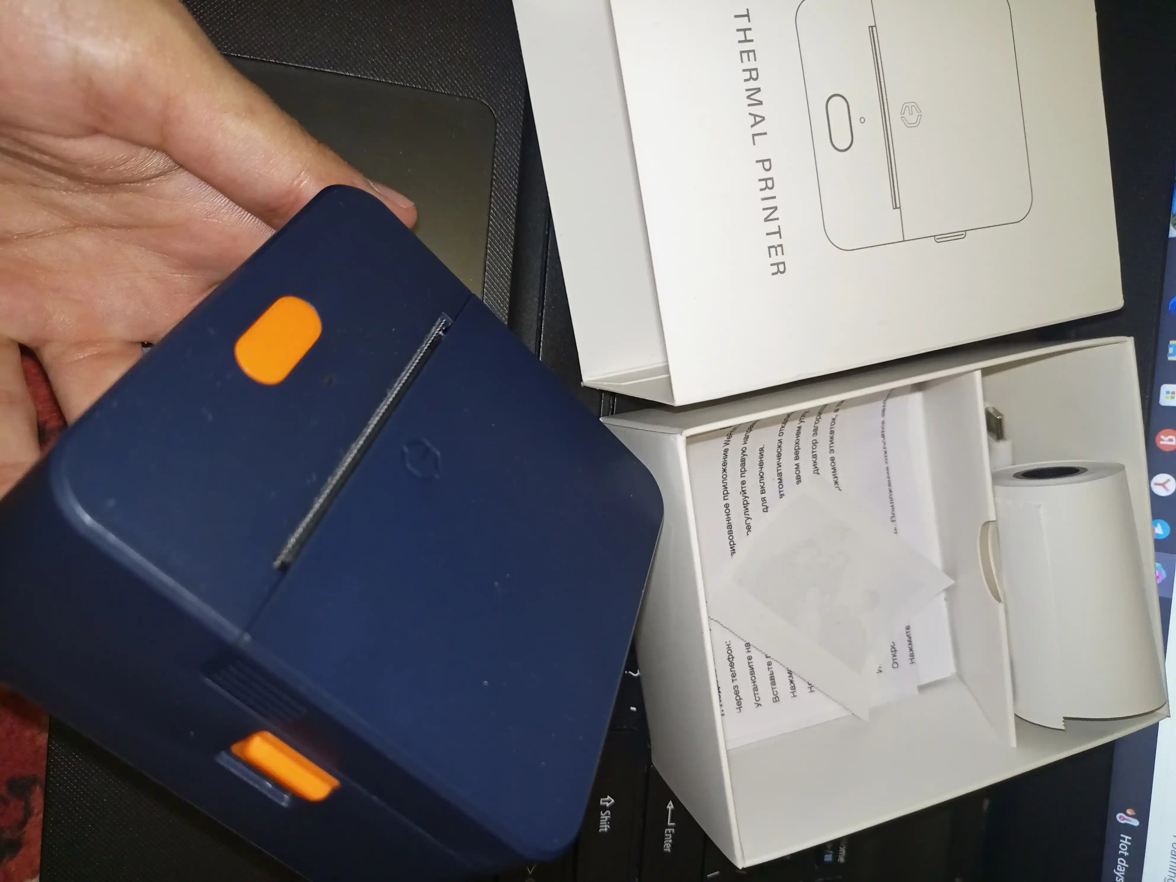 Yorliq, chek va markirovka uchun portativ termoprinter, 50 mm, USB + Bluetooth