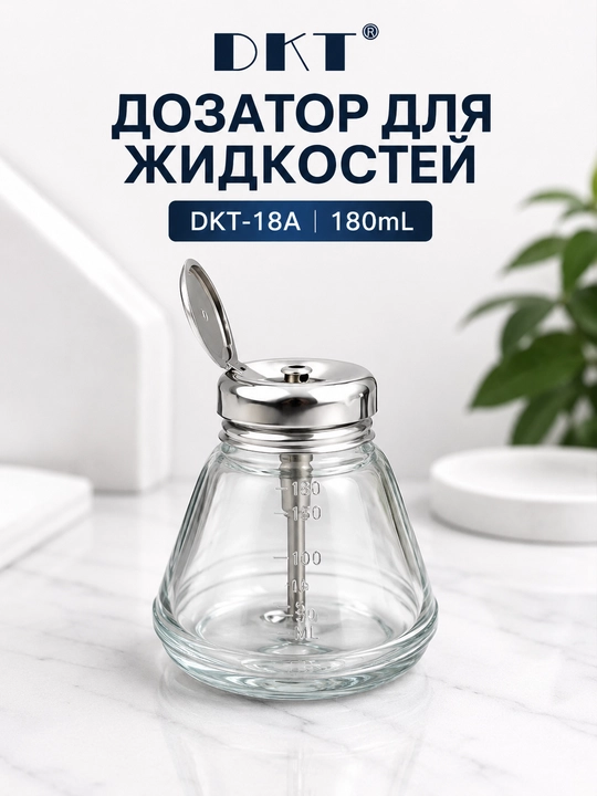Стеклянный дозатор для жидкостей с крышкой из нержавеющей стали