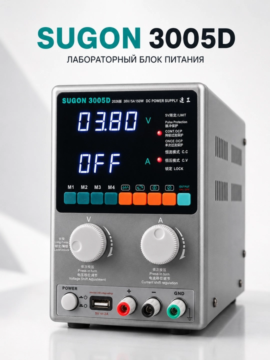 SUGON 3005D 30V 5A 150Vt laboratoriya ta’minot bloki