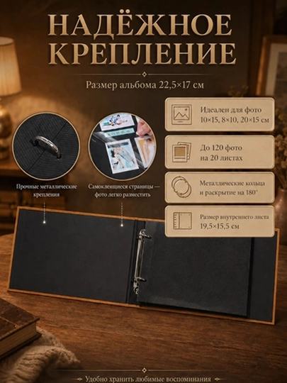 Magnit varaqli katta oilaviy fotoalbom, o‘zi yopishadigan fotoalbom