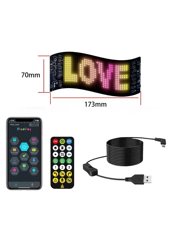 Moslashuvchan RGB LED reklama ekrani, APP va pult boshqaruvi, do'kon va avtomobil uchun