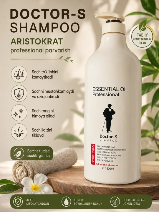 ESSENTIAL OIL Aristokrat Doctor-S  sochlar uchun professional shampun