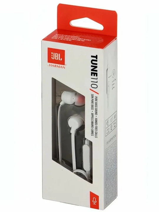 Mikrofonli JBL TUNE 110 simli quloqchinlari, Pure Bass Sound, ulagich 3,5 mm