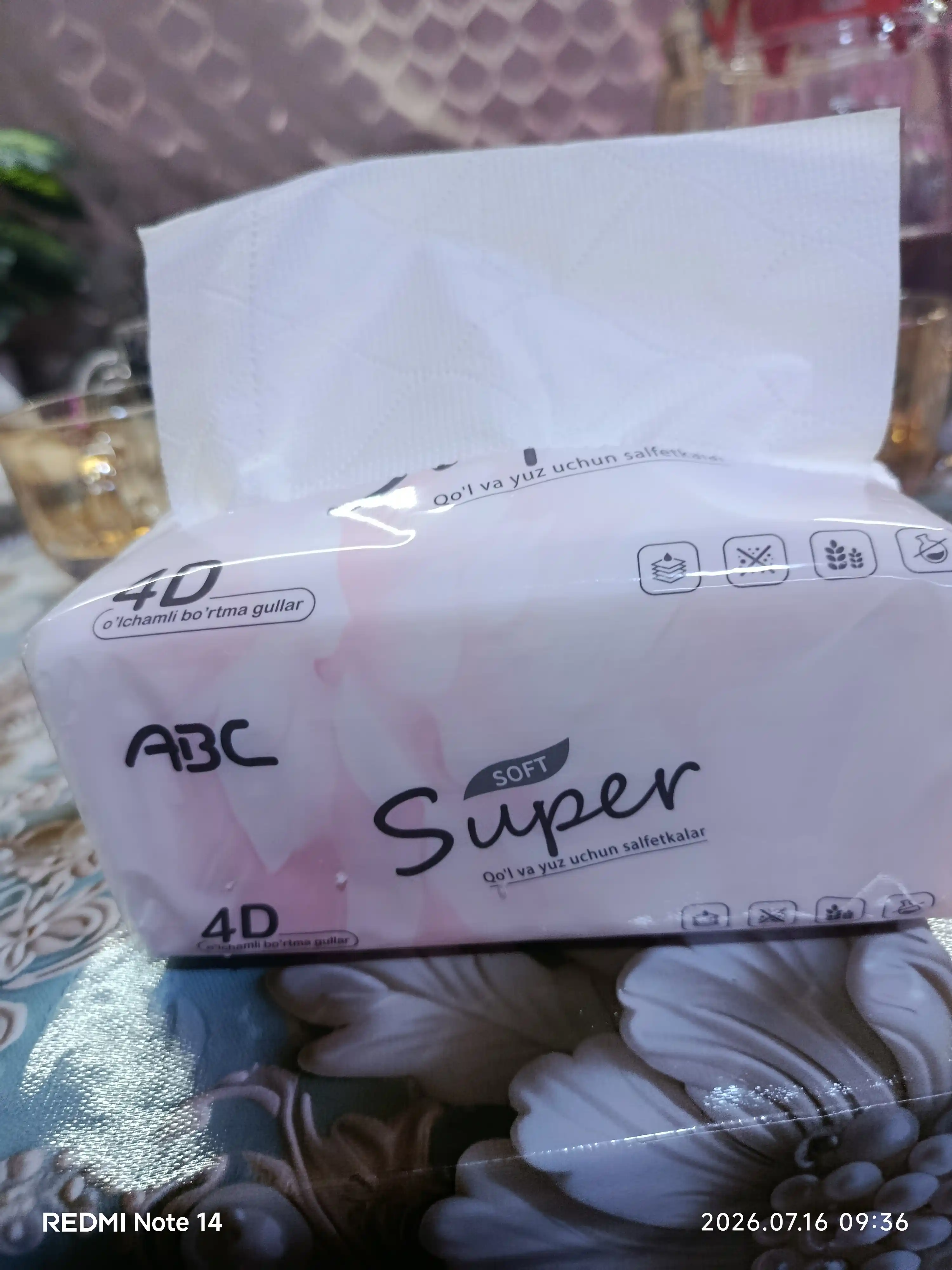 ABC 24dona/8dona salfetkalar qog'oz sochiqlar, bir martalik
