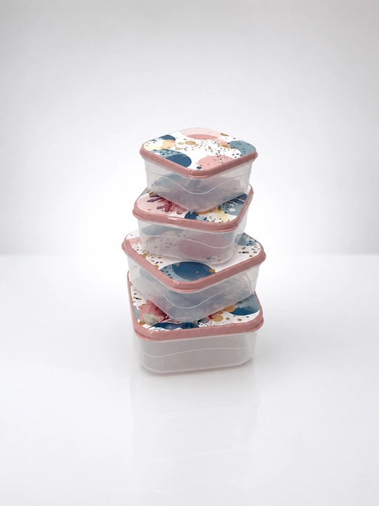 Комплект контейнеров для продуктов, с крышками, с декором, 3, 4, 5, 6 шт