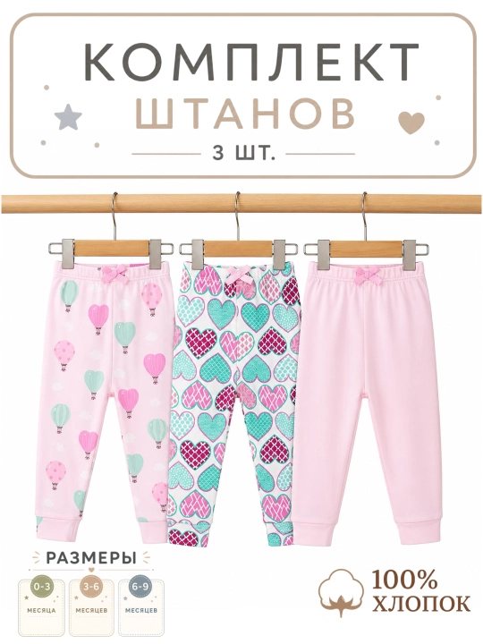 Штанишки для новорожденных, 3 шт - 