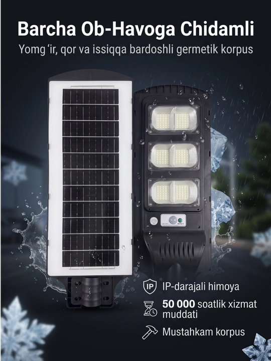 Quyosh panelli ko'cha chirog'i Beltoms 150W 6000K pultli fonar, taymerli simsiz projektori