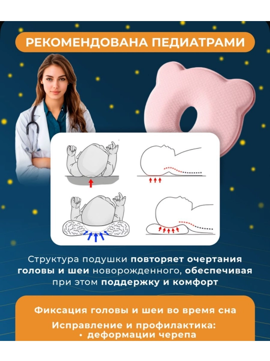 Подушка ортопедическая для новорожденных, подушка для детей, с эффектом памяти