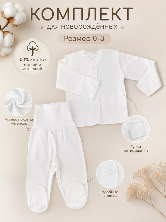 Комплект для роддома, кофта и ползунки