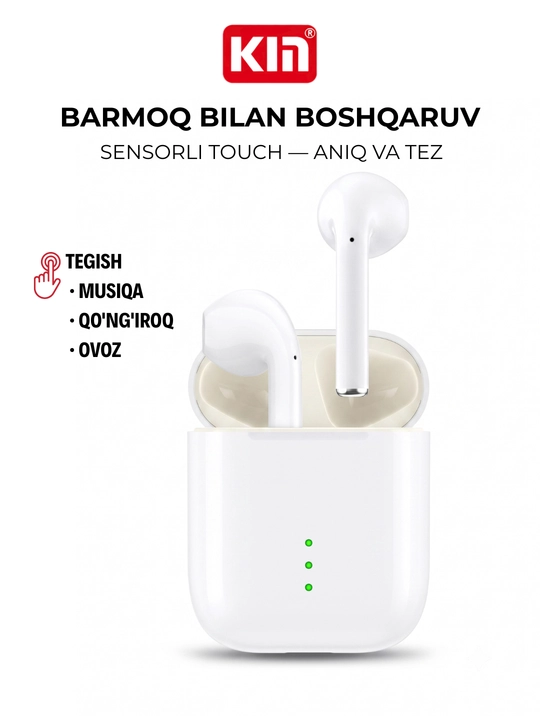 Беспроводные наушники KIN KL68 TWS Bluetooth с микрофоном, сенсорные, кейс 400 мАч - 