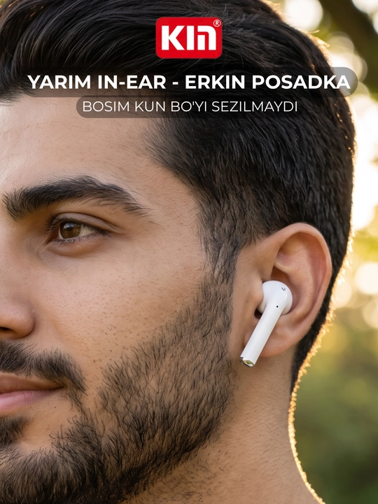 Simsiz quloqchin naushnik KIN KL68 TWS Bluetooth mikrofonli sensorli keysli